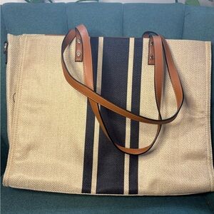 Tan and Black Striped Laptop Bag